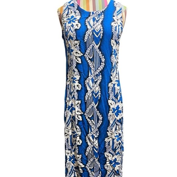 Tiki Palm Hawaiian Midi Dress Size Large Hawaiian - Picture 1 of 12